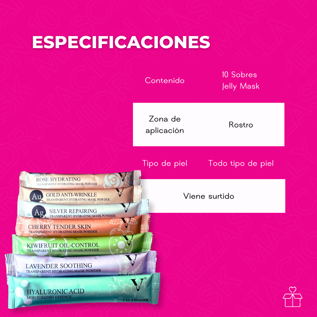 Jelly Mask Mascarilla Hidroplástica Spa Hidratación – 10 Piezas