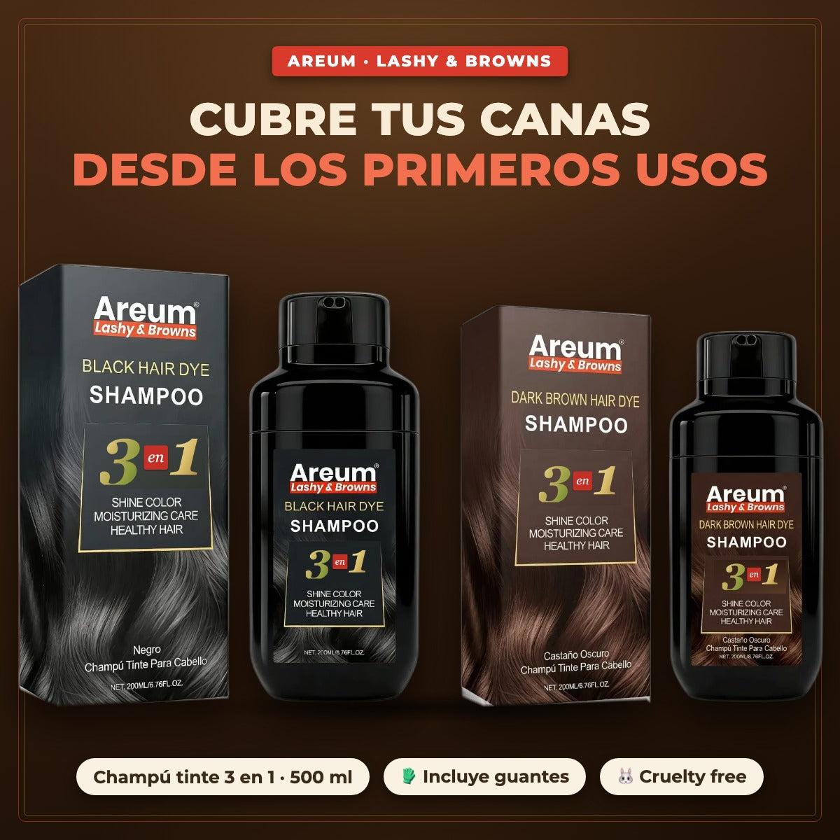 Shampoo Tinte Areum 3 en 1