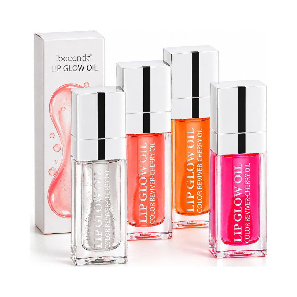Lip Glow Oil ibcccndc aceite labial con color, 4 tonos y caja