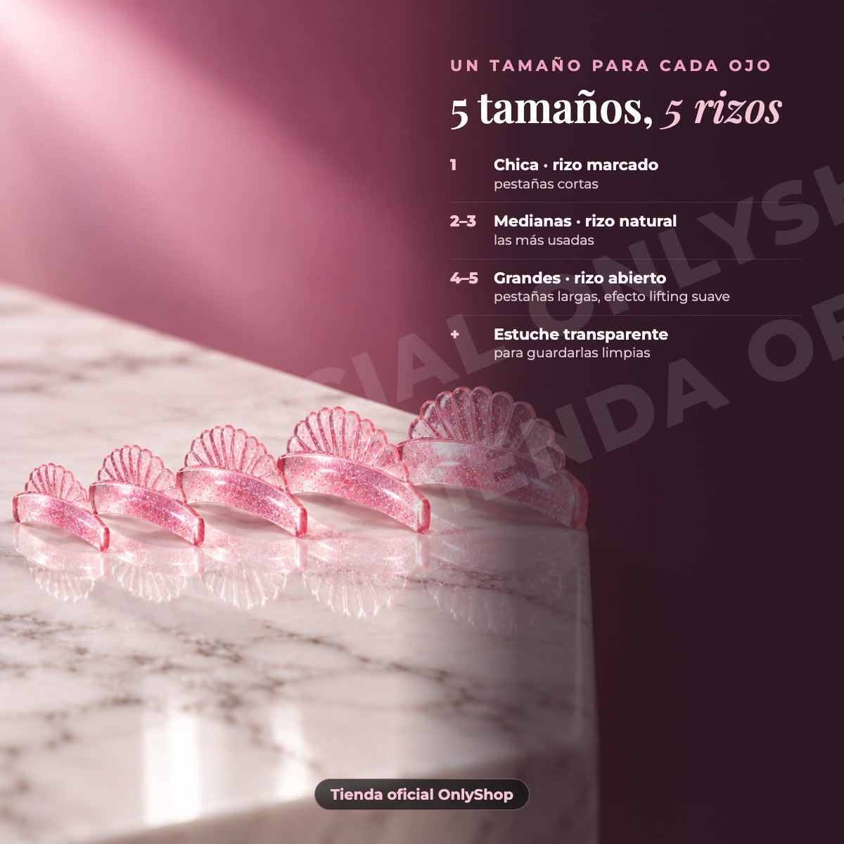 Almohadillas de Silicón para Lash Lifting Iconsign Glitter Pink — 03-tamanos