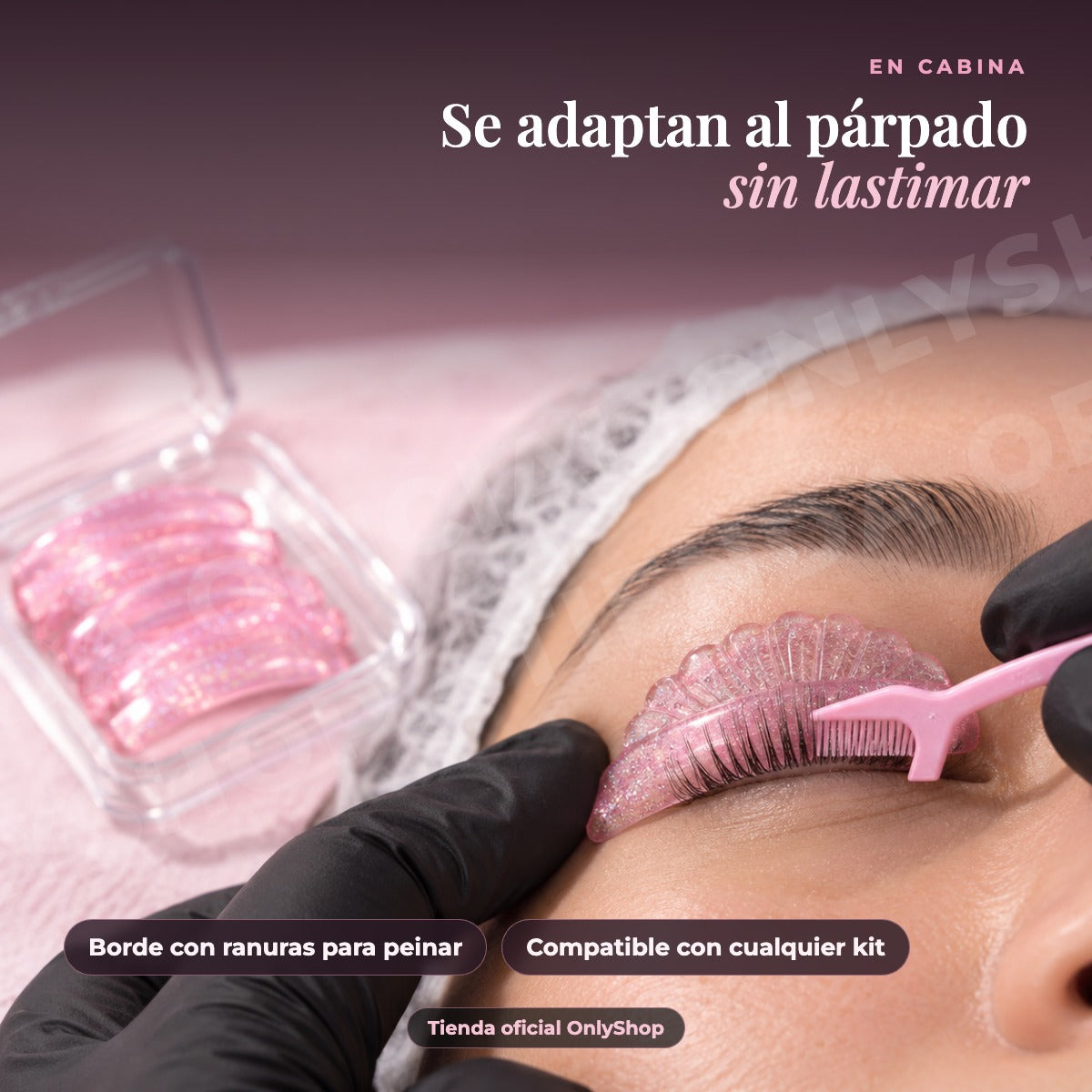 Almohadillas de Silicón para Lash Lifting Iconsign Glitter Pink — 04-uso