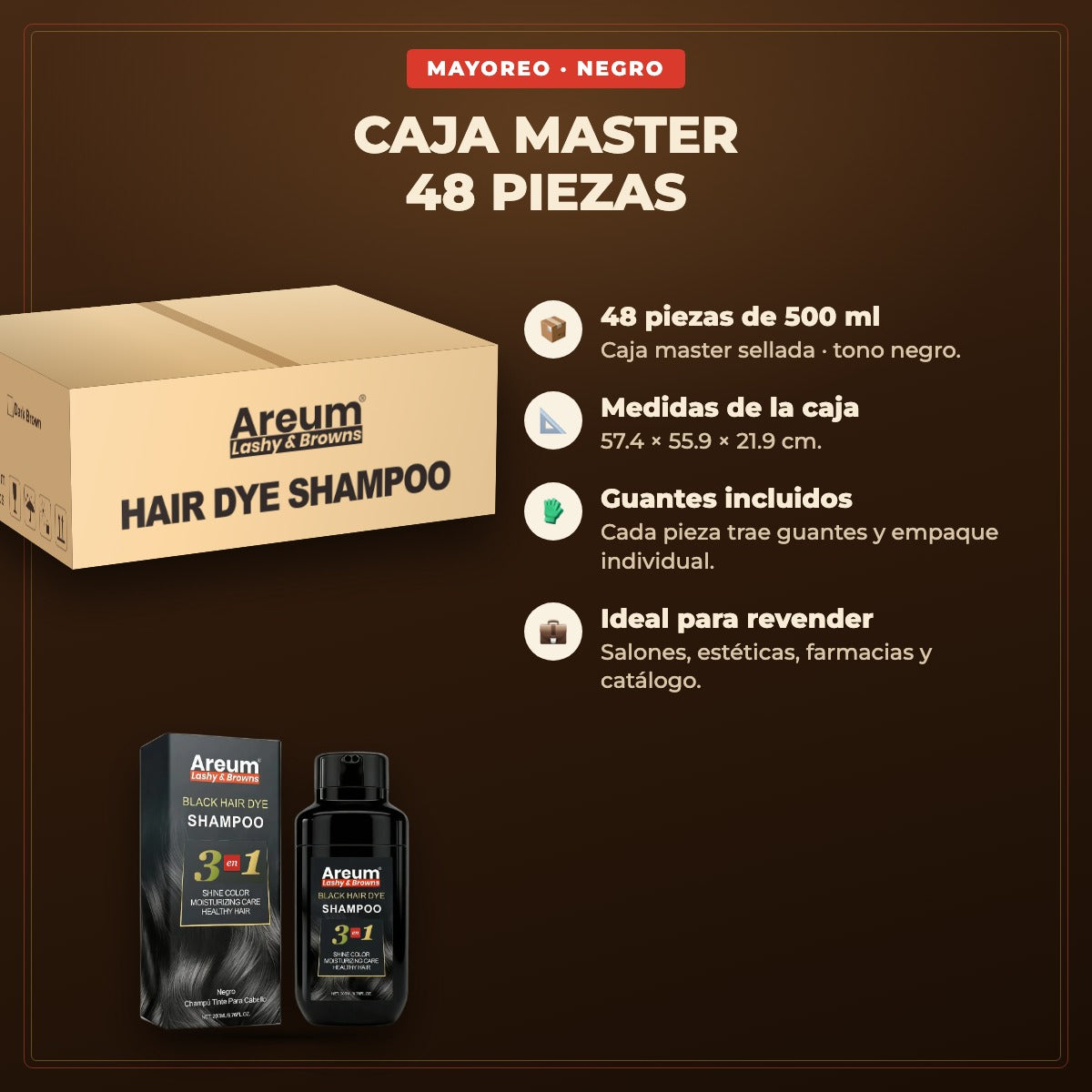 Shampoo Tinte Areum 3 en 1