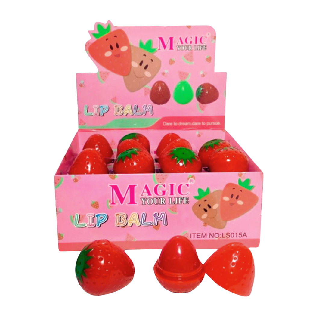 Bálsamo Labial Hidratante en Forma de Fresa – Pack 24 piezas