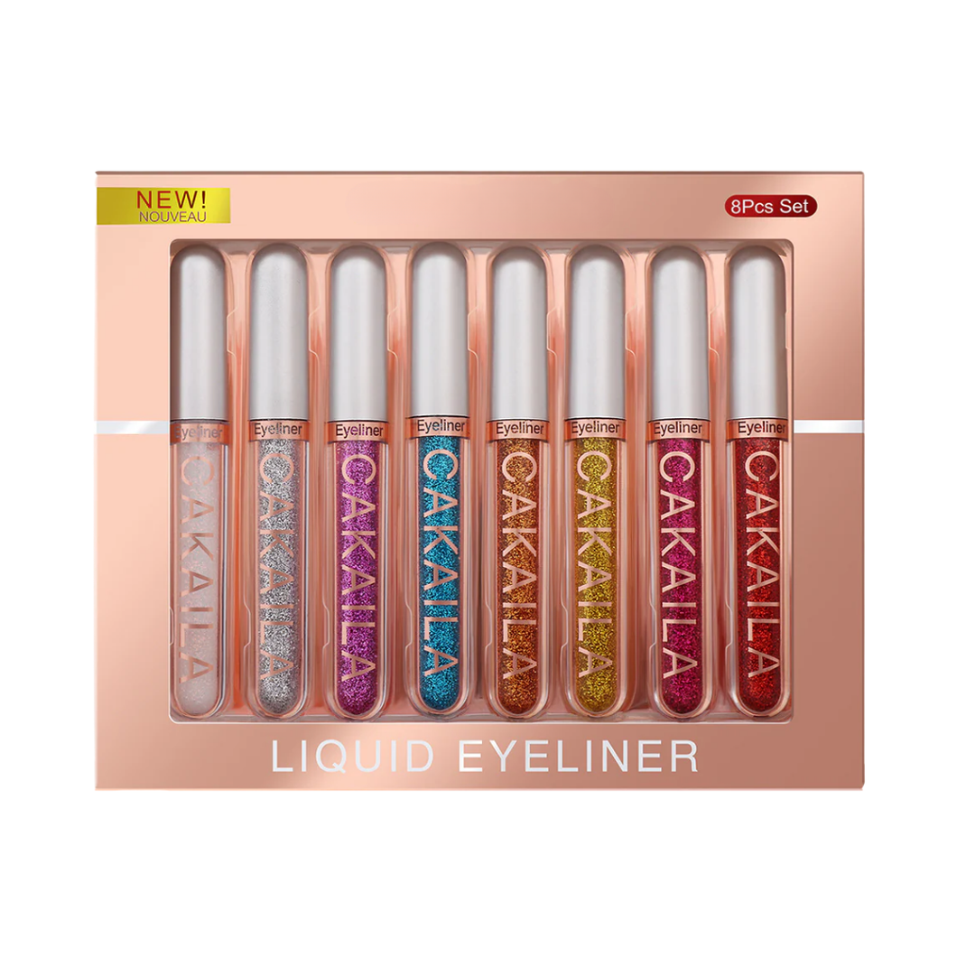 Set Delineadores De Ojos Líquido 8pcs Glitter