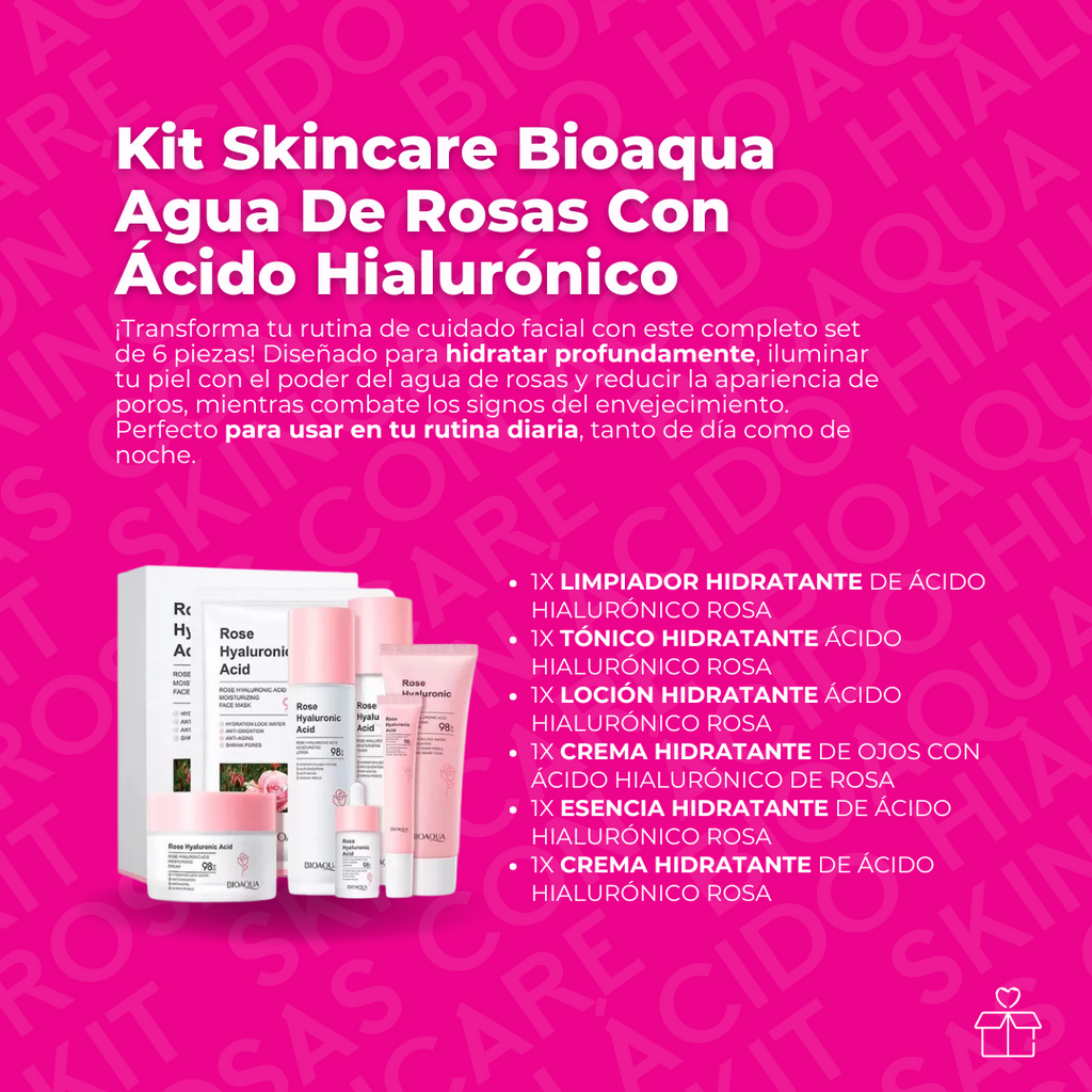 Set 6 Piezas Bioaqua Skincare Con Extracto De Rosas