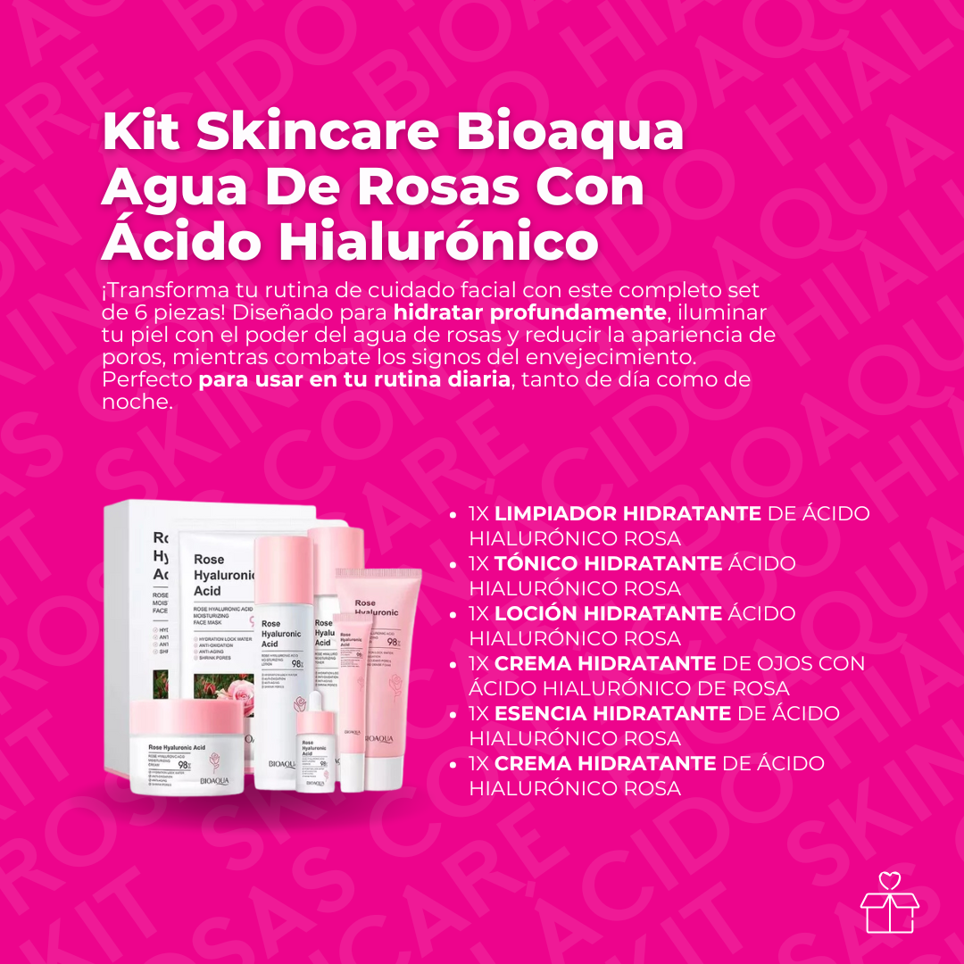 Set 6 Piezas Bioaqua Skincare Con Extracto De Rosas