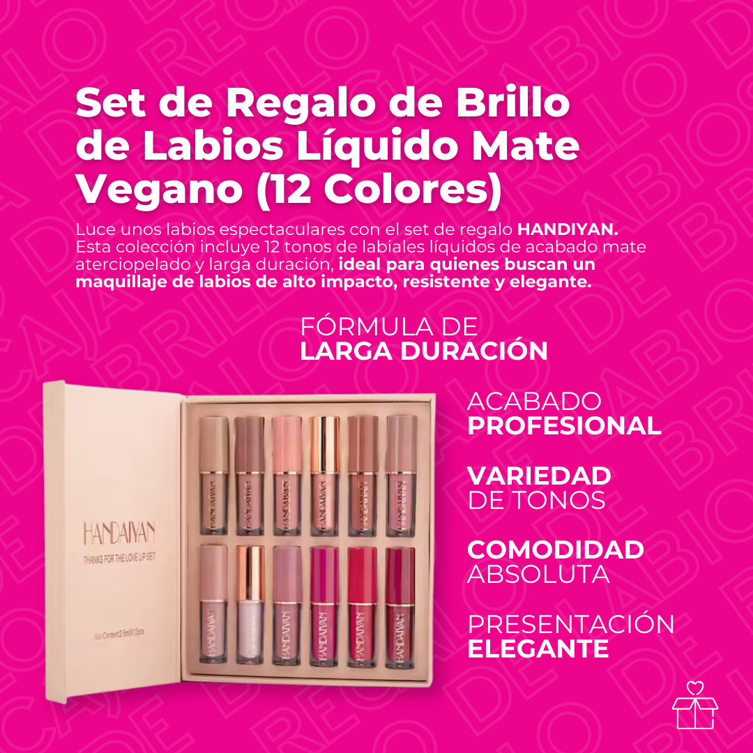Set de Regalo de Brillo de Labios Líquido Mate (12 Colores)