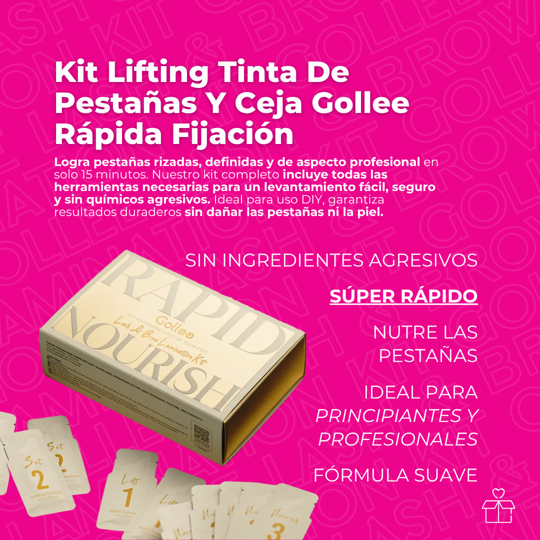Kit Lifting Tinta De Pestañas Y Ceja Gollee Rapida Fijacion