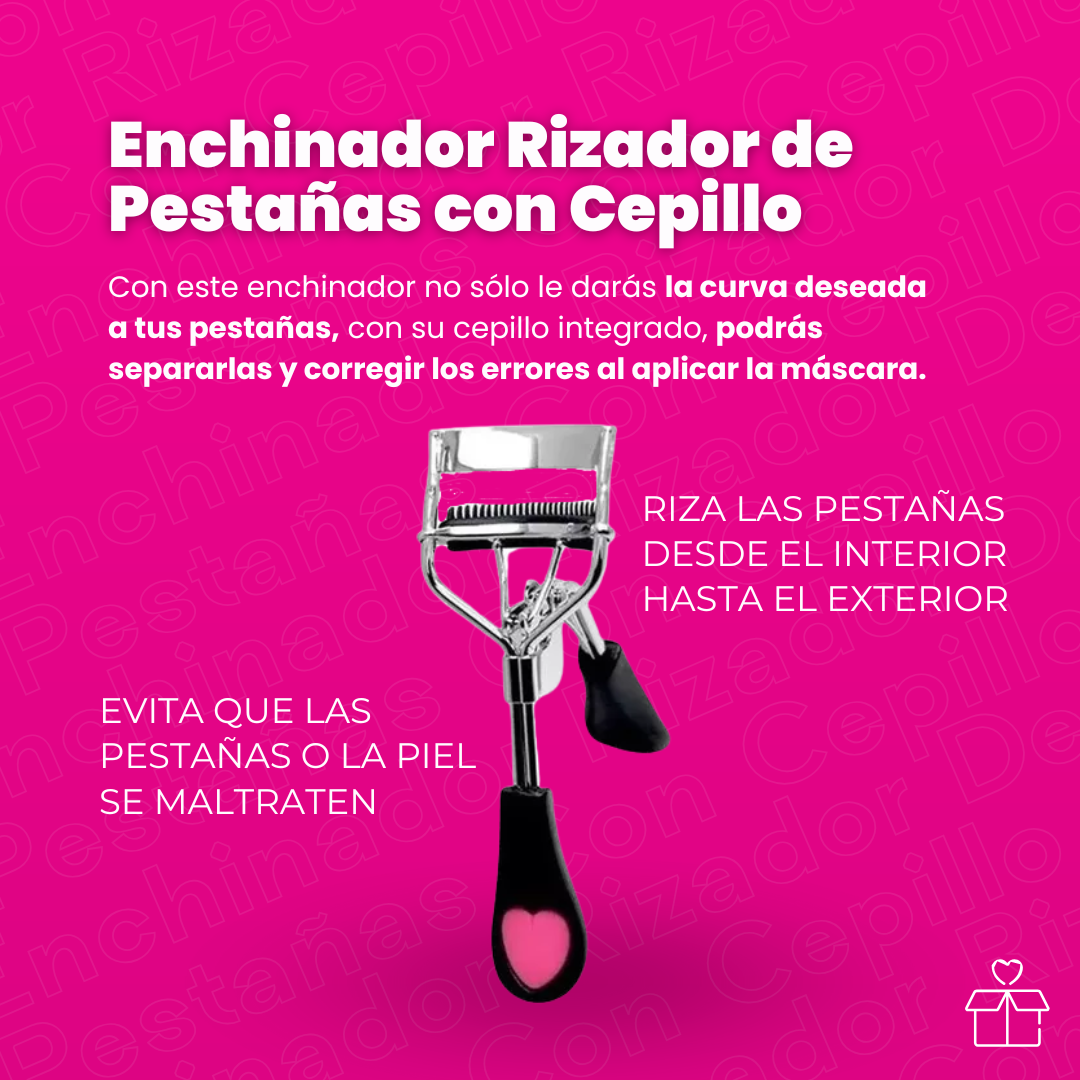 Enchinador Rizador de Pestañas Corazón con Cepillo
