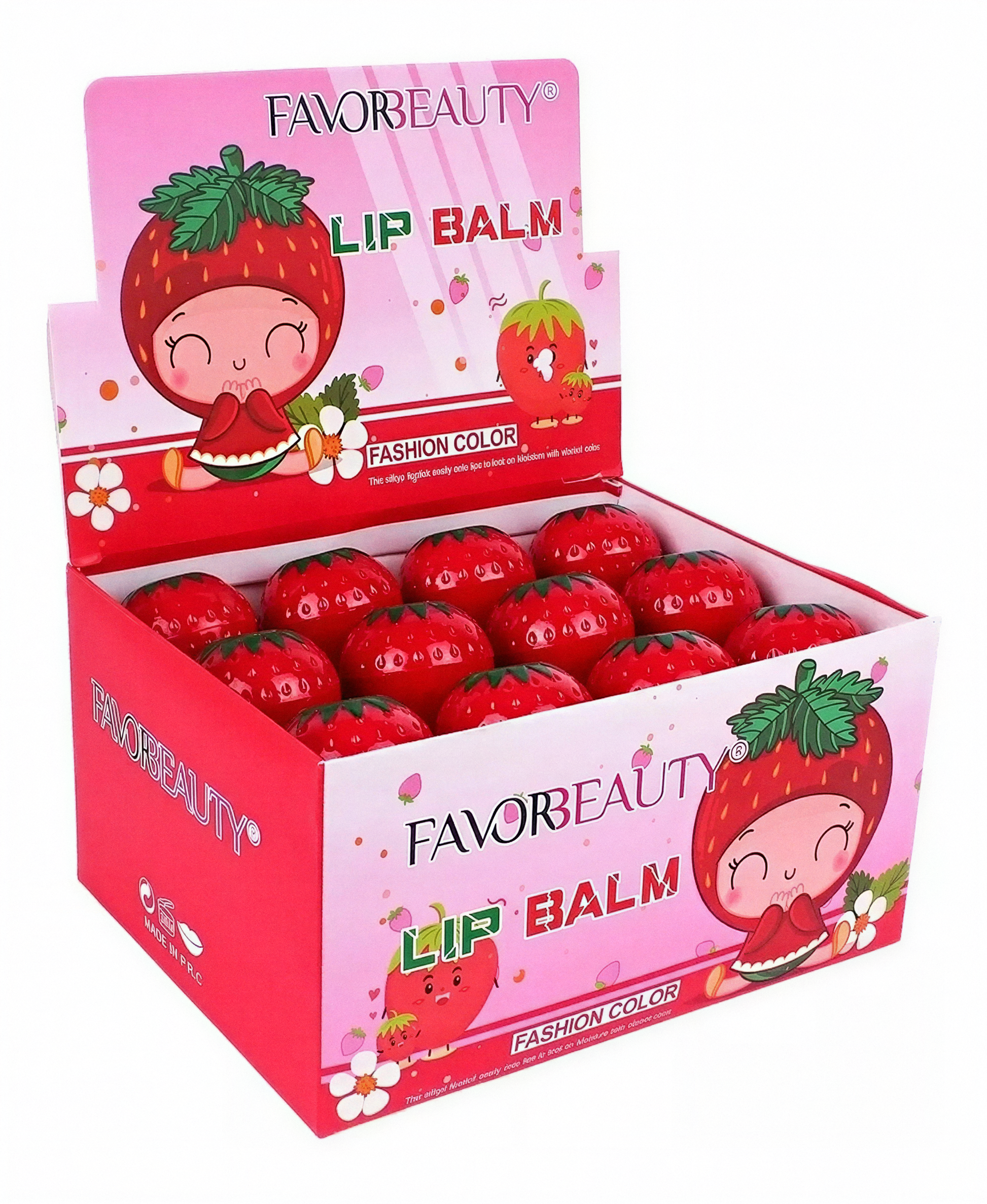 Bálsamo Labial Hidratante en Forma de Fresa – Pack 24 piezas
