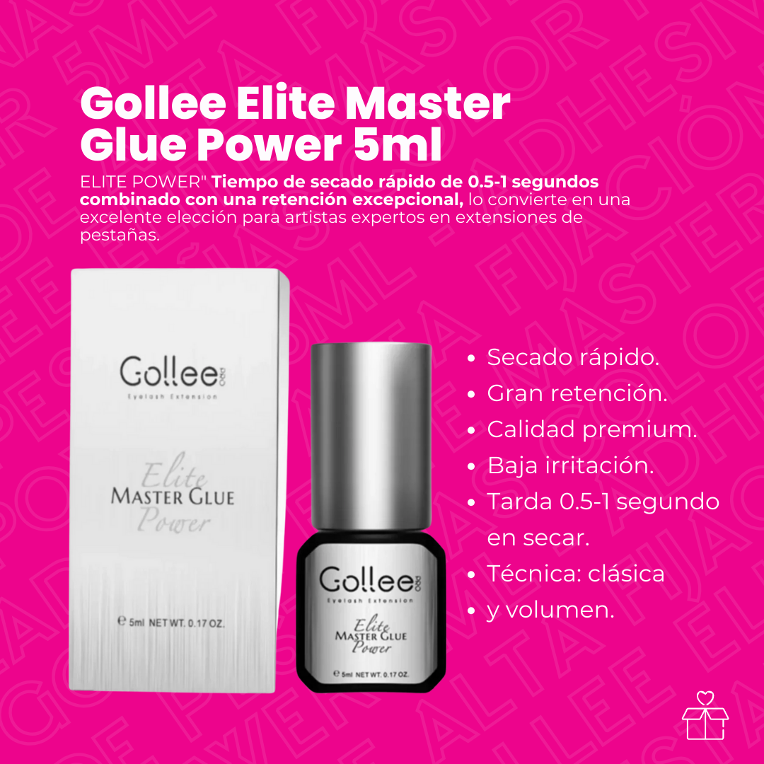 Gollee Elite Master Glue Power 5ml - Adhesivo De Pestañas Color Plateado