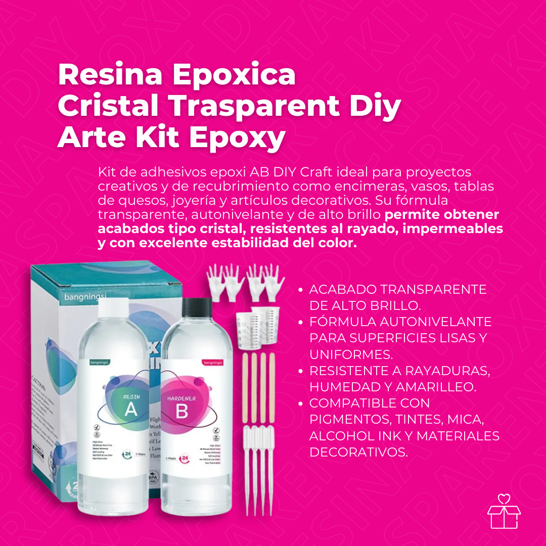 Resina Epoxica Cristal Trasparent Diy Arte Kit Epoxy 1:1 Color 1.1