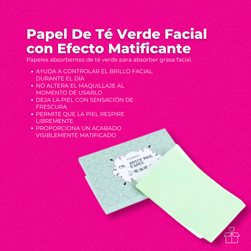 Papel De Té Verde Facial con Efecto Matificante