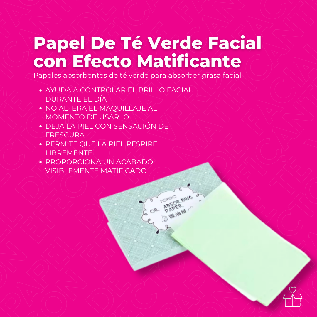 Papel De Té Verde Facial con Efecto Matificante