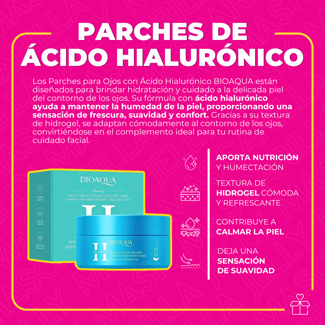 Parches mascarilla para ojos hidratantes con ácido hialurónico (80 pzas)