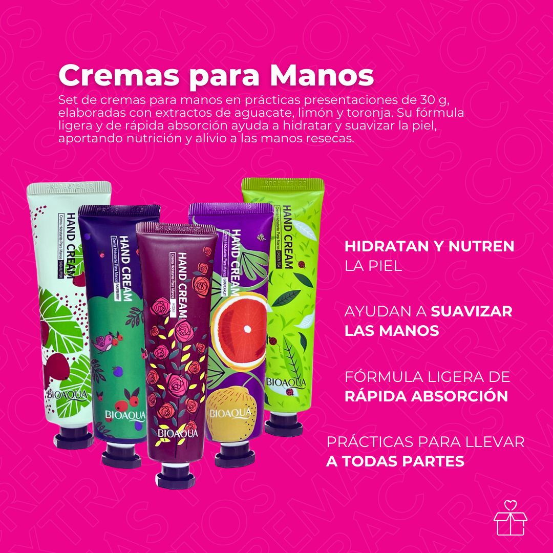 Cremas para Manos con Extractos Frutales – Pack 5 piezas