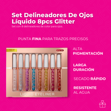 Cargar imagen en el visor de la galería, Set Delineadores De Ojos Líquido 8pcs Glitter
