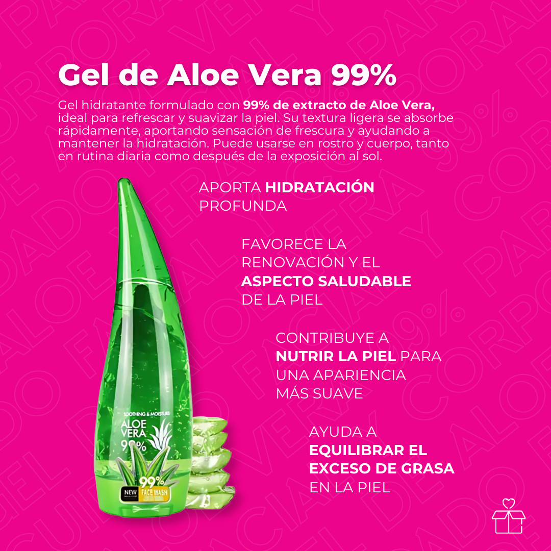 Gel de Aloe Vera 99% para Cuidado Facial y Corporal