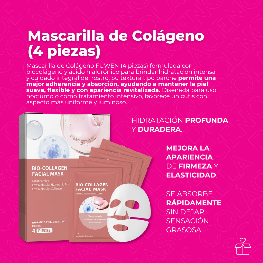 Mascarilla Facial Colageno Beauty Bio Collagen Mask Caja 4 pzas