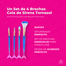 Cargar imagen en el visor de la galería, Un Set de 4 Brochas Cola de Sirena Tornasol

