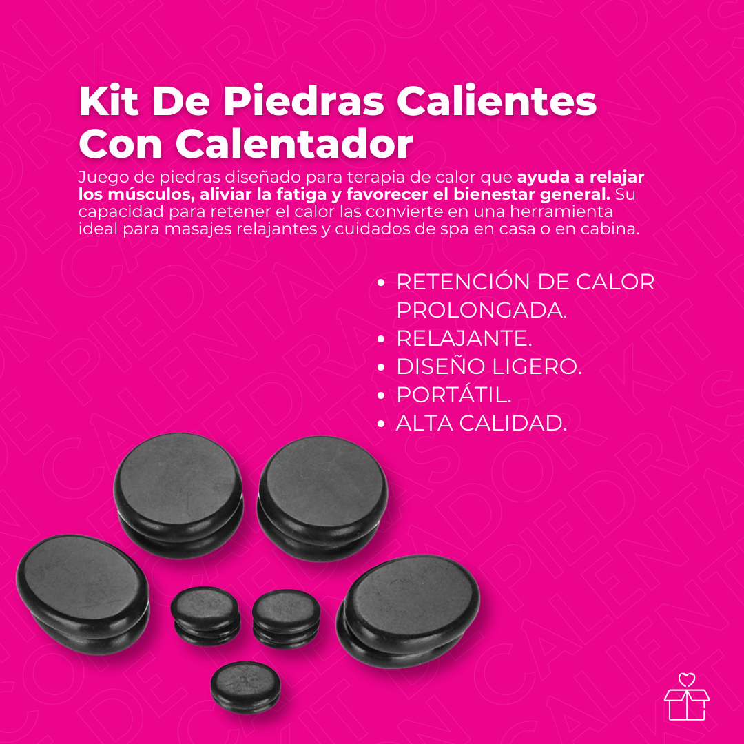 Kit De Piedras Calientes Con Calentador 16 Piedras Relajante