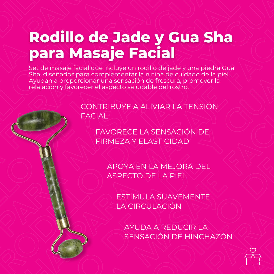 Rodillo de Jade y Gua Sha para Masaje Facial
