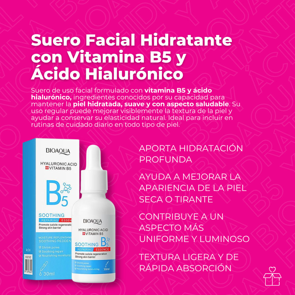 Suero Facial Hidratante con Vitamina B5 y Ácido Hialurónico BIOAQUA