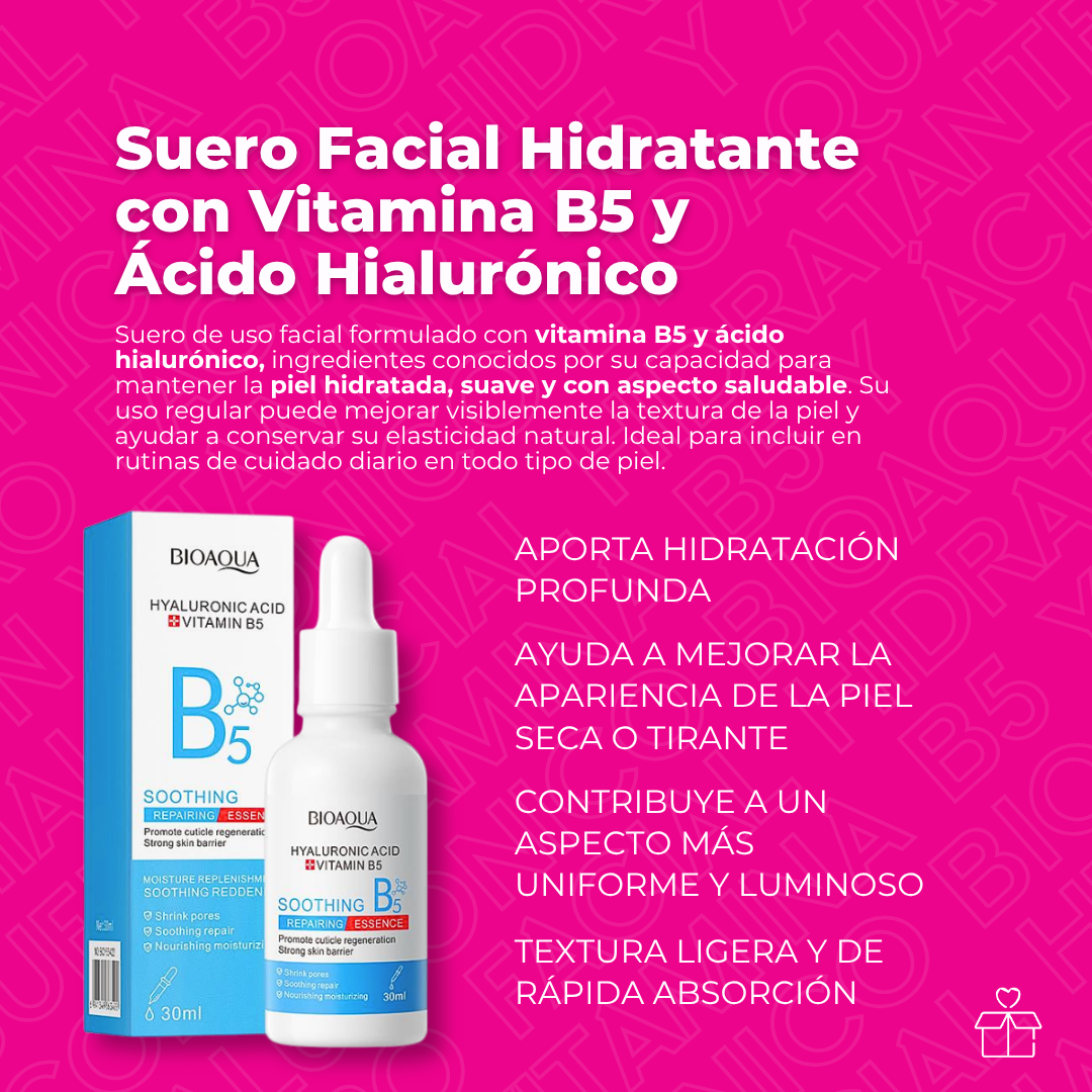 Suero Facial Hidratante con Vitamina B5 y Ácido Hialurónico BIOAQUA