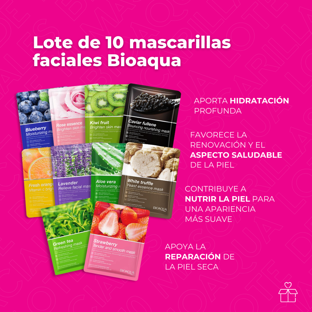Lote de 10 Mascarillas Faciales Bioaqua