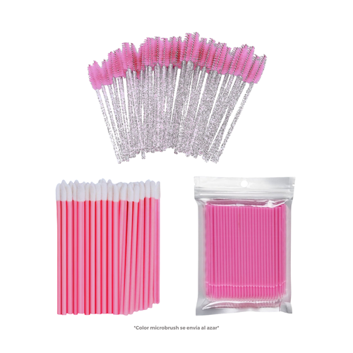 100 Microbrush, 50 Cepillos, 50 Lip Brush Pestañas Y Cejas Color Al Azar