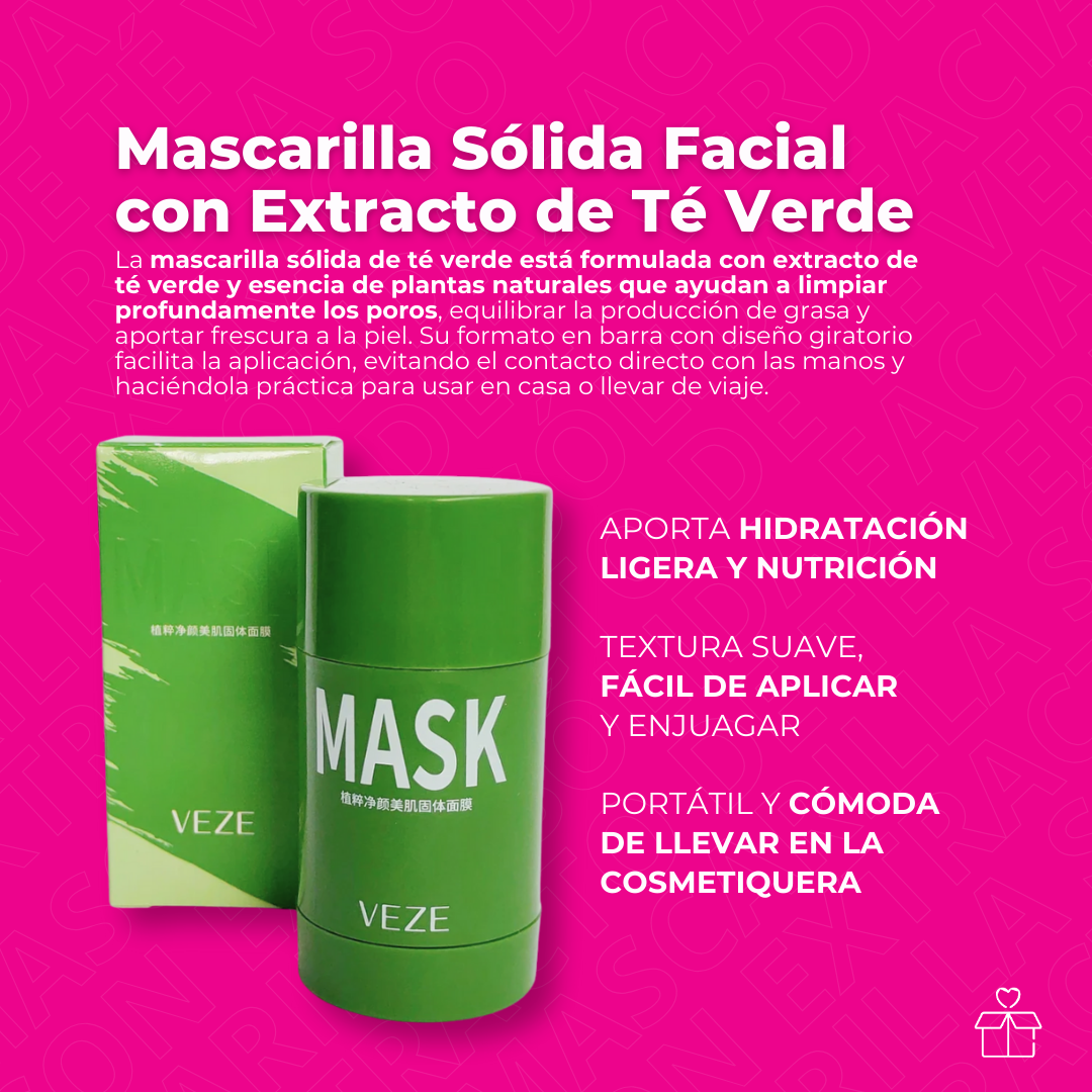 Mascarilla Sólida Facial con Extracto de Té Verde