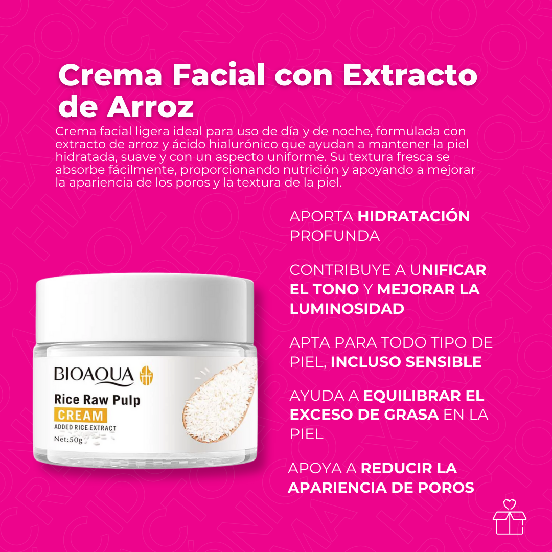 Crema Facial con Extracto de Arroz y Ácido Hialurónico