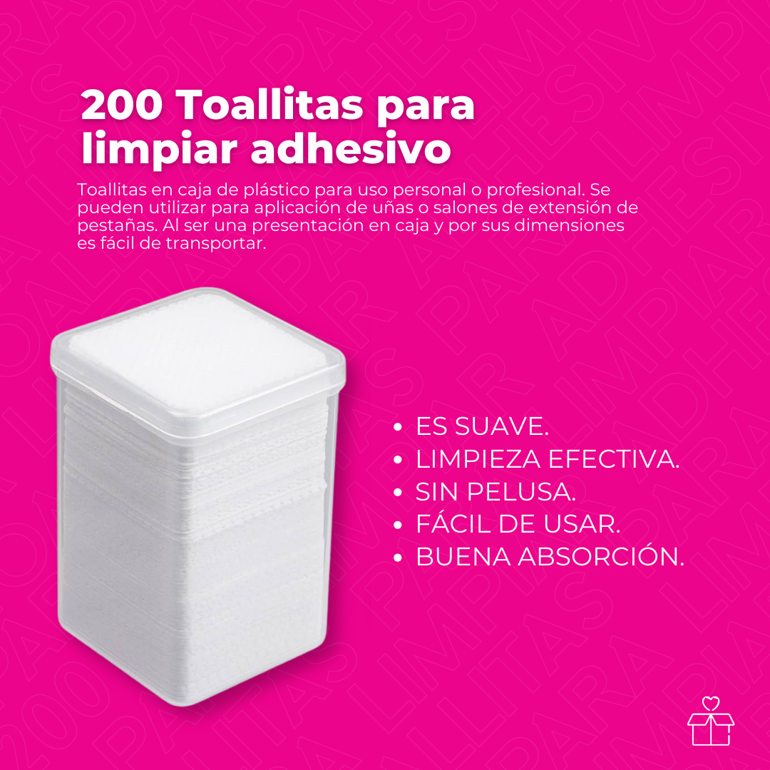 200 Toallitas para limpiar adhesivo