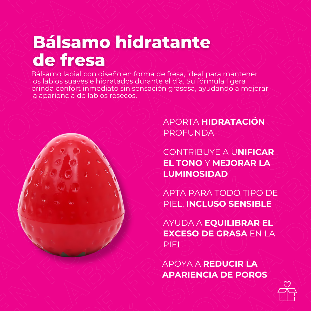 Bálsamo Labial Hidratante en Forma de Fresa – Pack 24 piezas