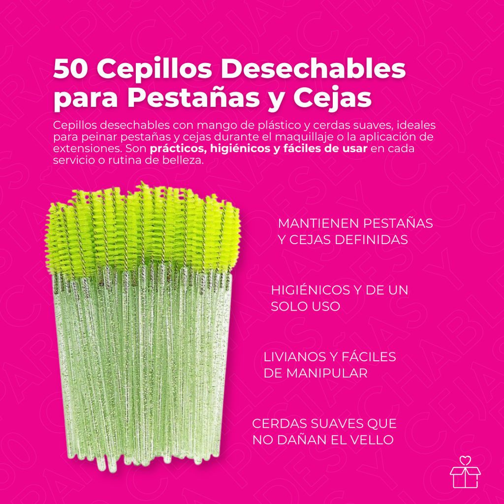 50 Cepillos Desechables para Pestañas y Cejas