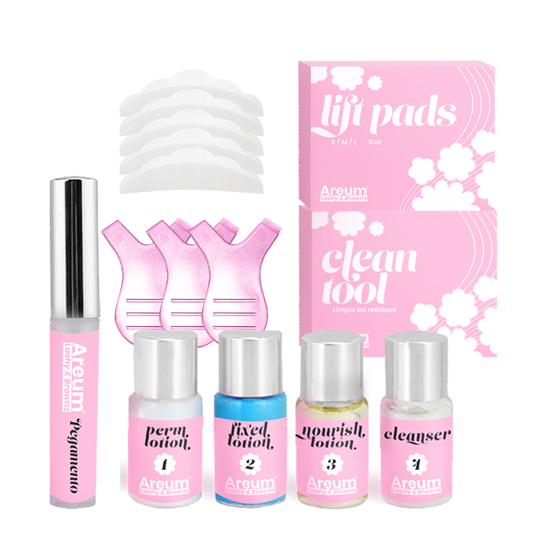 Kit Lifting De Pestañas Profesional Areum | Lash Lift Completo Con Pegamento, Pads Y Lociones