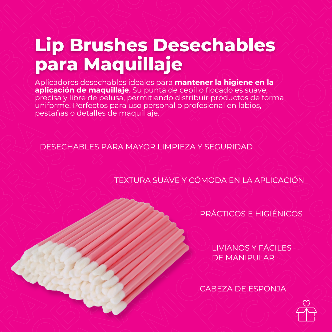 100 Microbrush, 50 Cepillos, 50 Lip Brush Pestañas Y Cejas Color Al Azar