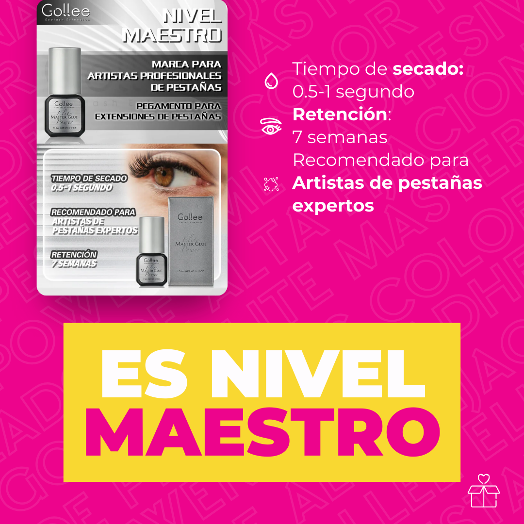 Gollee Elite Master Glue Power 5ml - Adhesivo De Pestañas Color Plateado
