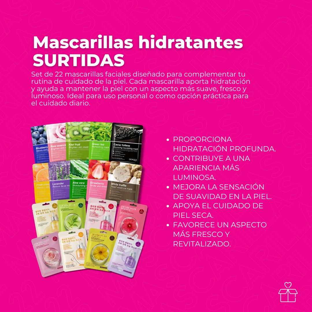 22 Pcs Mascarillas Surtidas New Hidratantes,collagen Mask