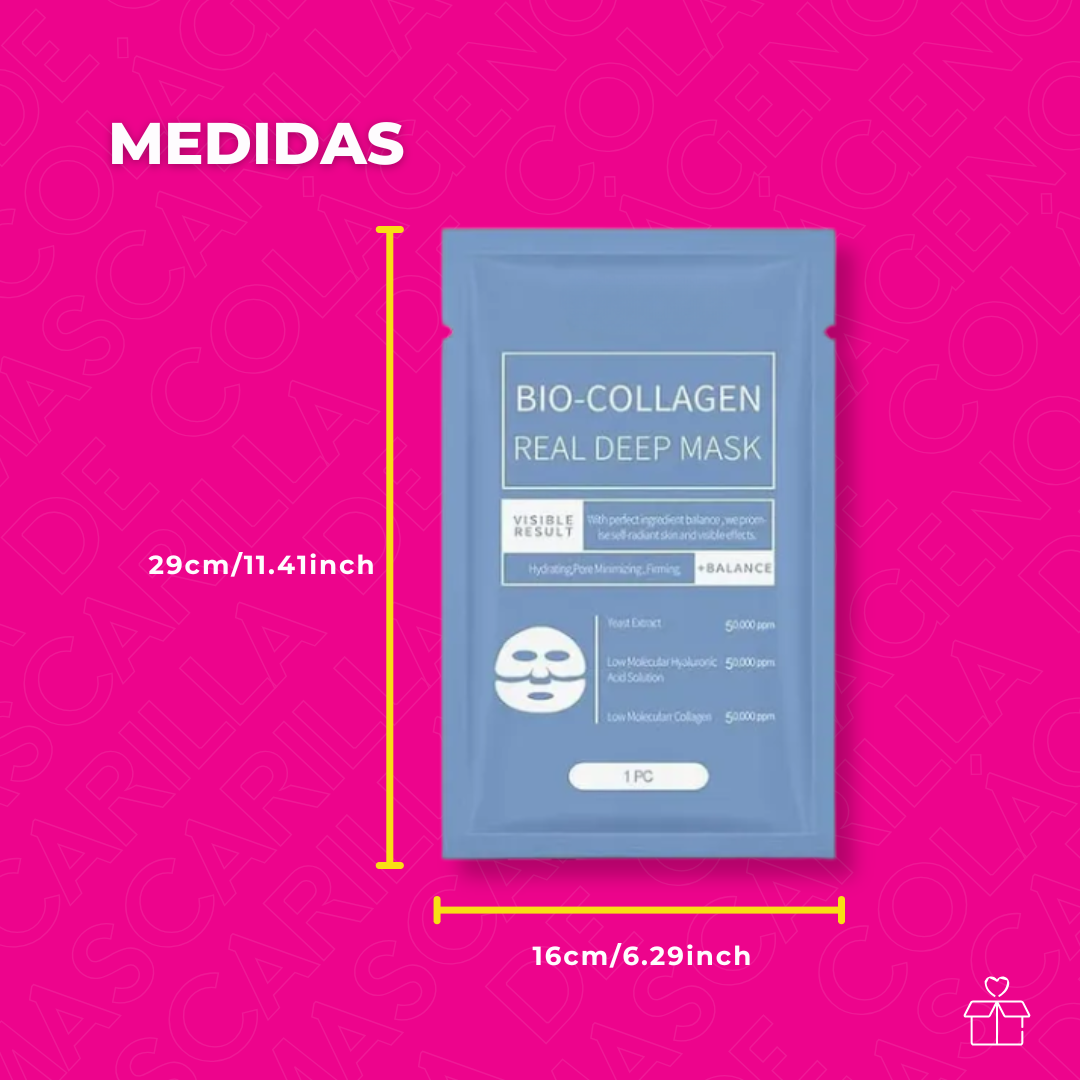Mascarilla Facial Colageno Bio Collagen Mask Caja Deep Mask 4pzas