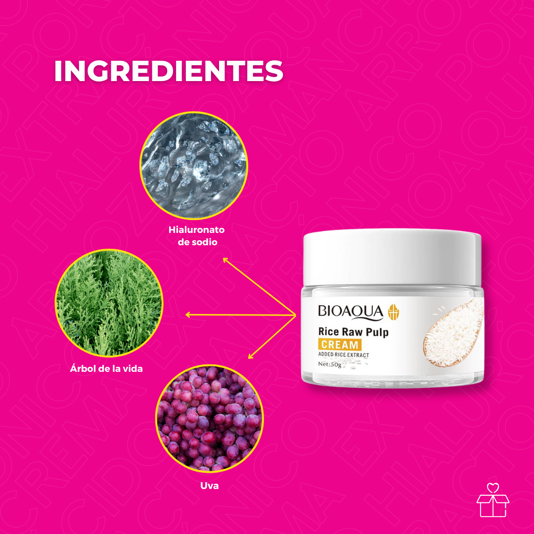 Crema Facial con Extracto de Arroz y Ácido Hialurónico