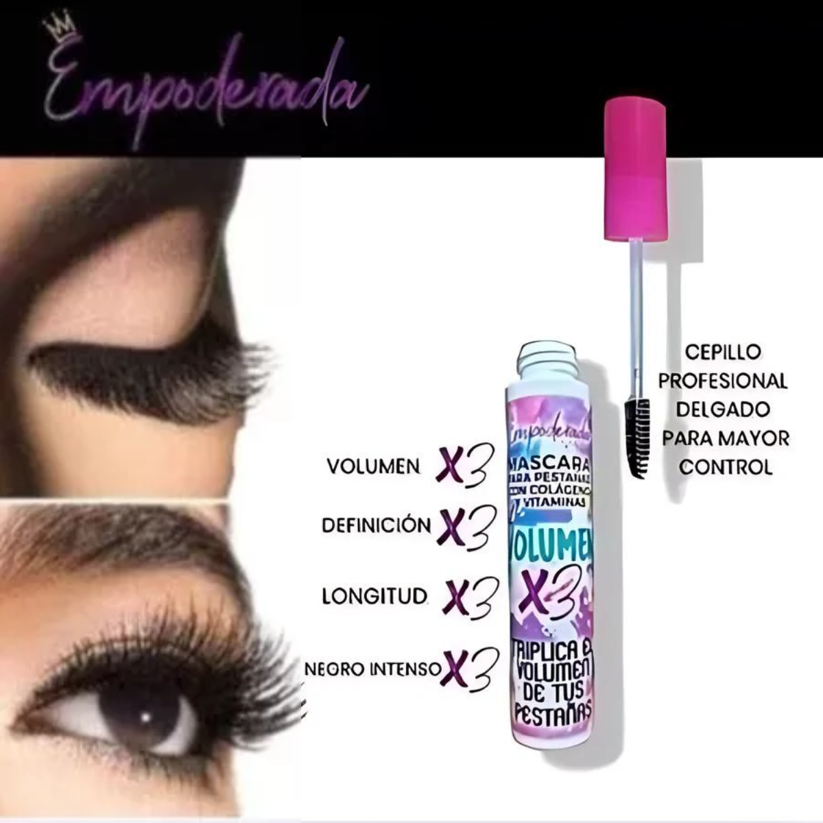 Rimel Empoderada Con Colágeno Efecto Volumen X3 Negro OnlyShop Mexico