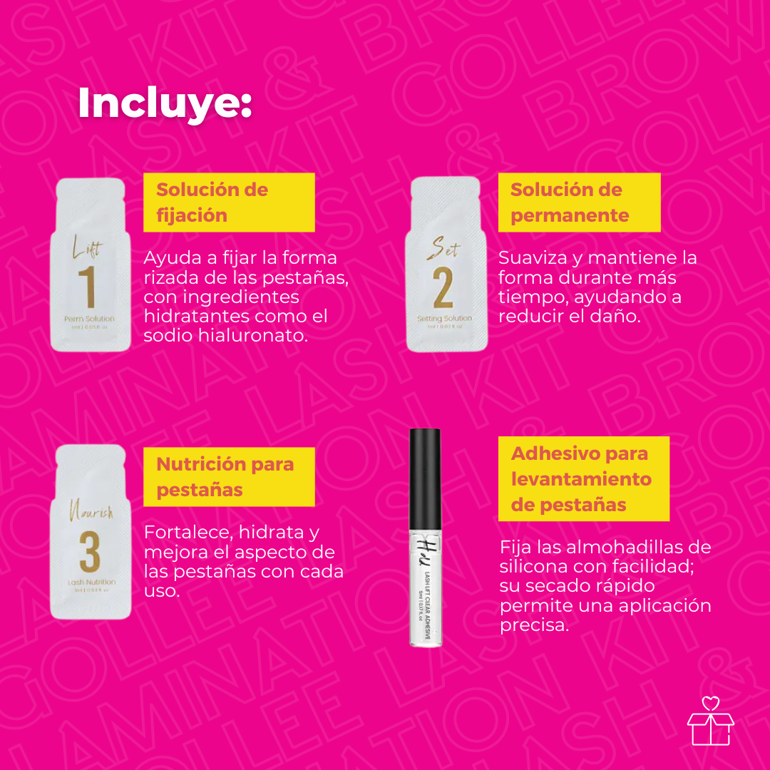 Kit Lifting Tinta De Pestañas Y Ceja Gollee Rapida Fijacion