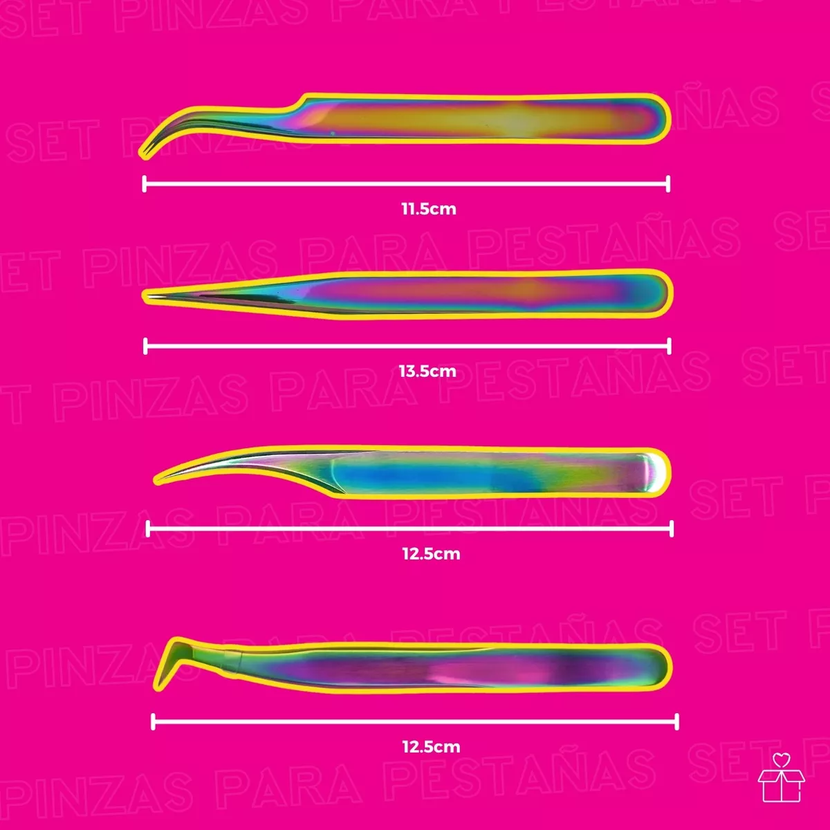 Set De 4 Pinzas Kit De Pestañas 1x1 Volumen Tornasol