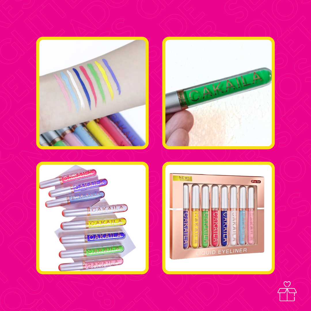 Set Delineadores De Ojos Líquido 8pcs Mate Colores