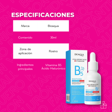 Cargar imagen en el visor de la galería, Suero Facial Hidratante con Vitamina B5 y Ácido Hialurónico BIOAQUA
