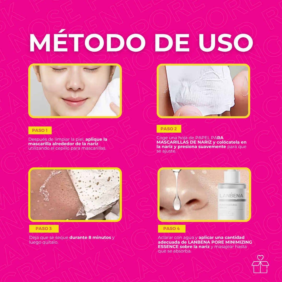 Crema Facial Lanbena con 60 Tiras para Remoción de Impurezas