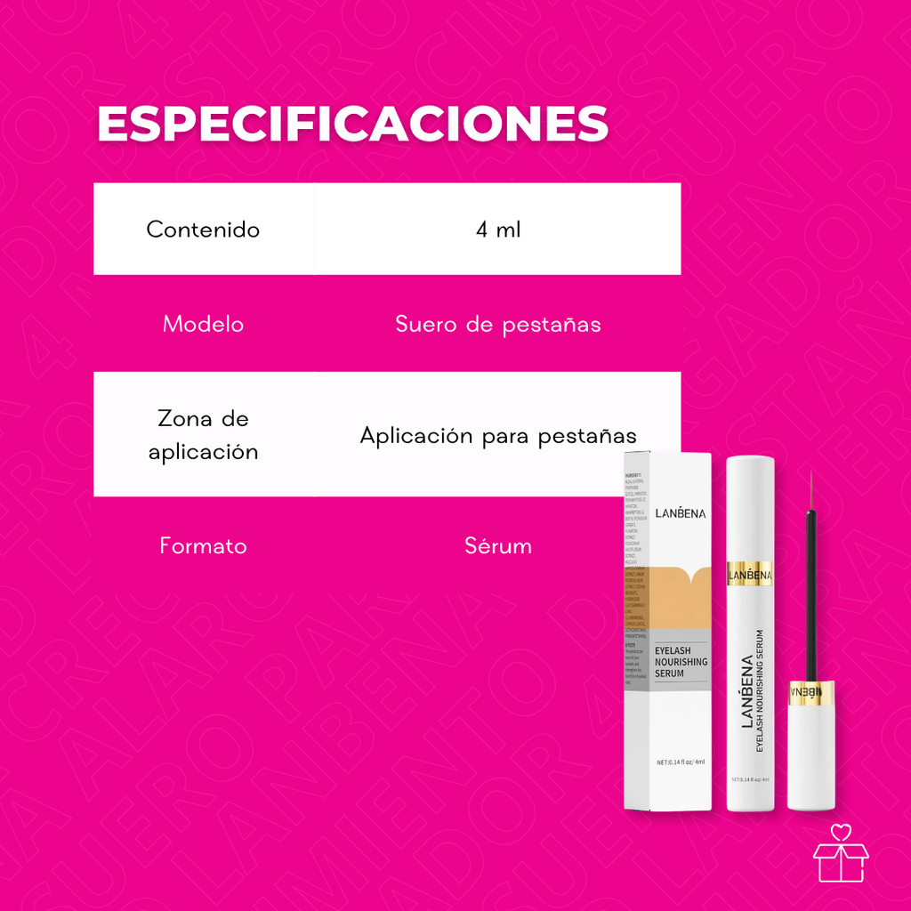 Suero Para Crecimiento De Pestañas 4d Lanbena Alargador 4 Ml