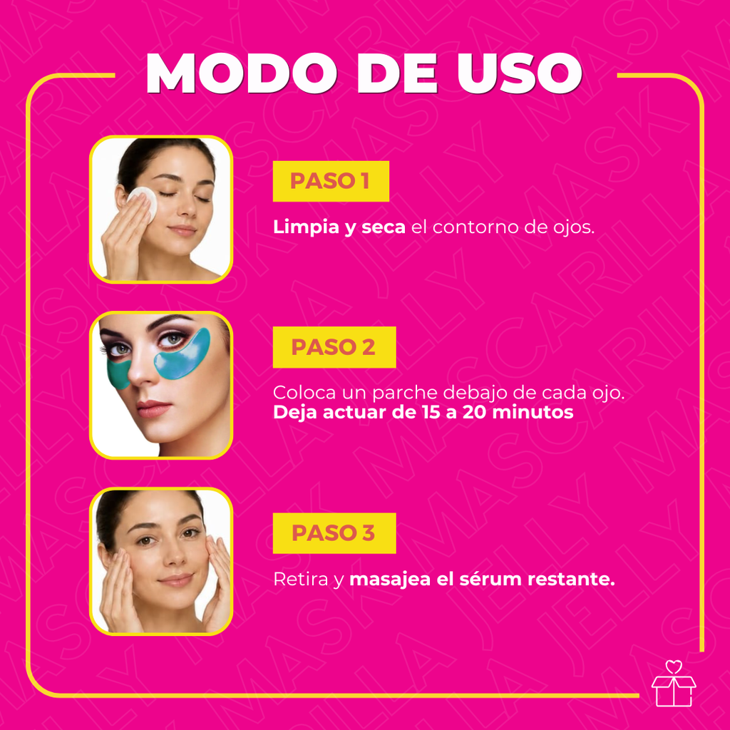 Parches mascarilla para ojos hidratantes con ácido hialurónico (80 pzas)