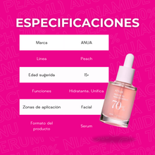 Cargar imagen en el visor de la galería, Anua Peach 70% Serum Tratamiento De Hiperpigmentación Momento de aplicación Día/Noche Tipo de piel Mixta OnlyShop Mexico

